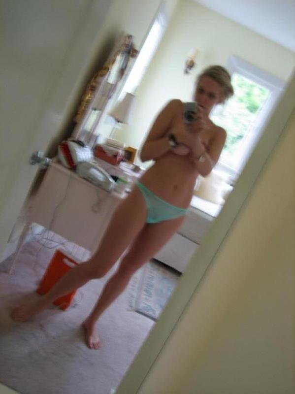 14P Naughty amateur GF with fine boobs takes selfies