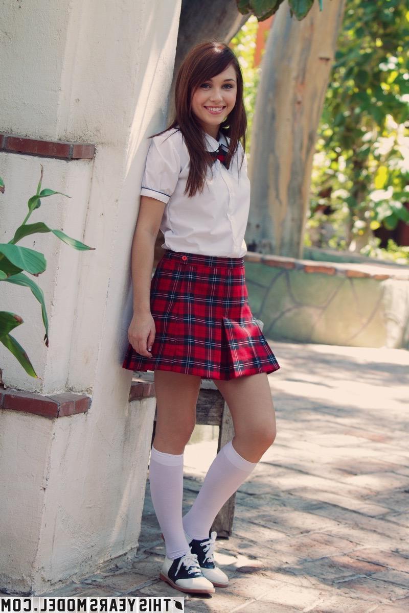 15P Hot schoolgirl Marissa May strips and teases for you outside