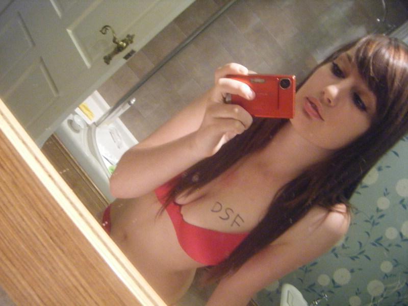 14P Naughty brunette GF with fine tits posing in lingerie
