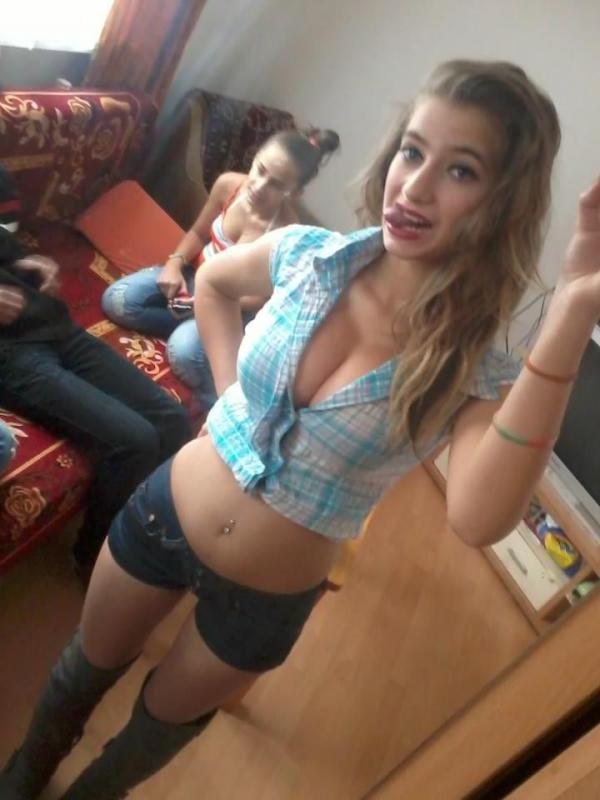 14P Teen with big round breasts poses in various sexy outfits