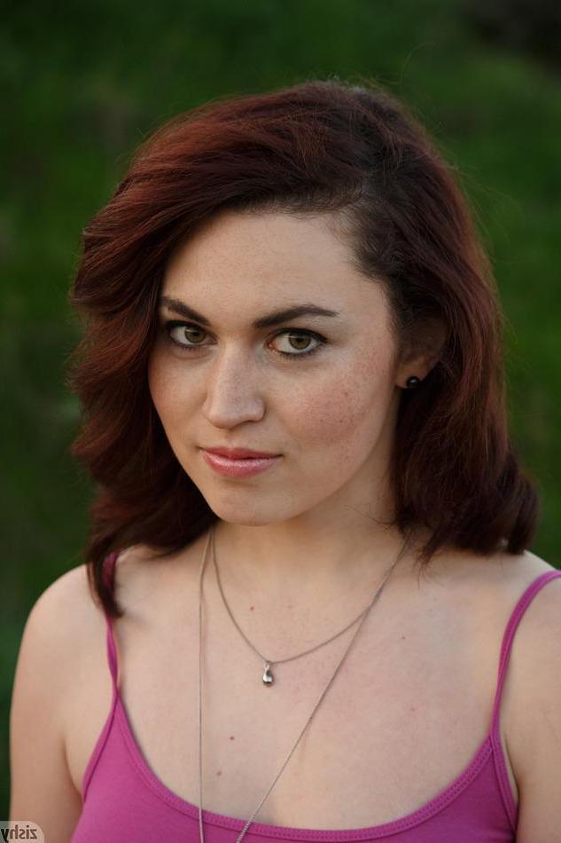 8P Brunette coed Tori Segura shows you what's up her skirt outside