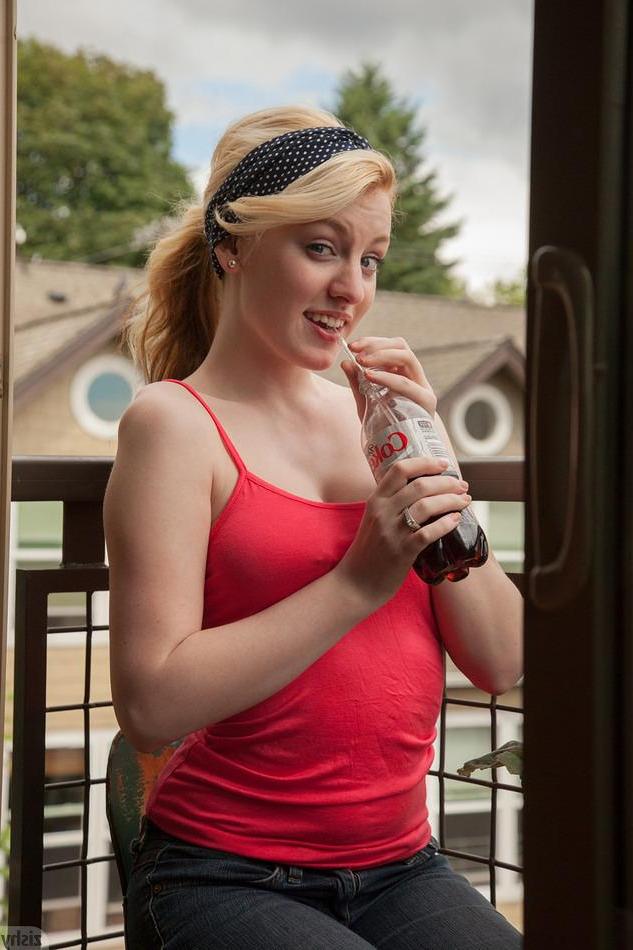 8P Blonde teen Wynne Leonard flashes and teases in her panties