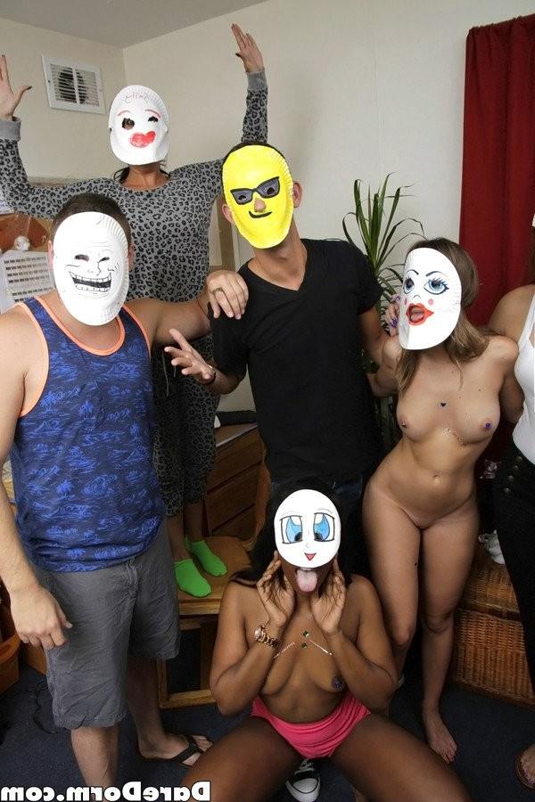 5P College girl Kimmy Granger fucked in masked dorm orgy