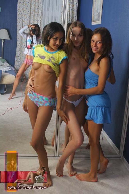 14P Three young lesbian hotties posing