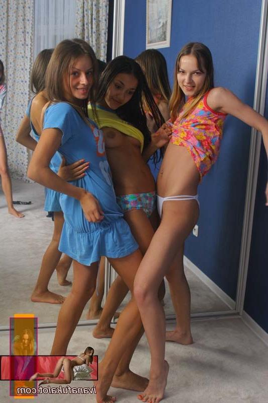 14P Three young lesbian hotties posing