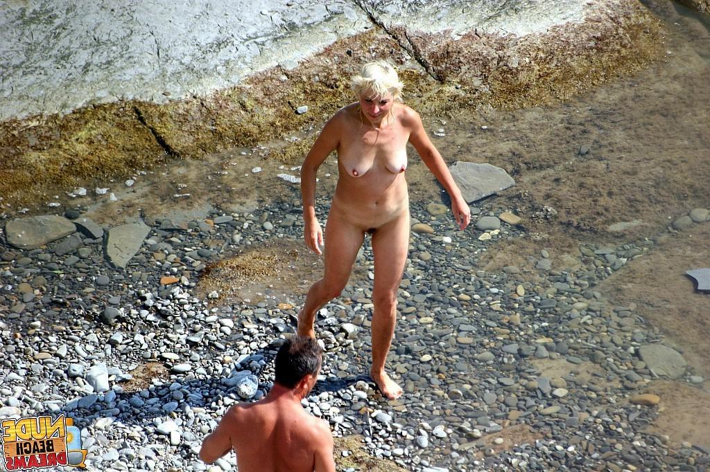 15P Blonde MILF caught totally naked on the beach