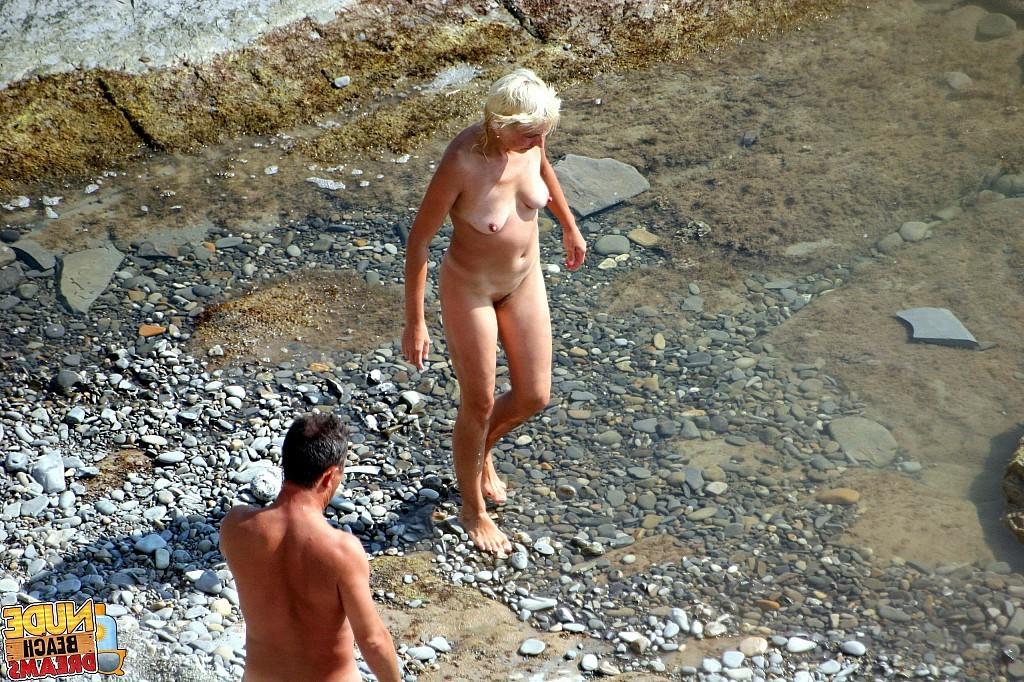 15P Blonde MILF caught totally naked on the beach