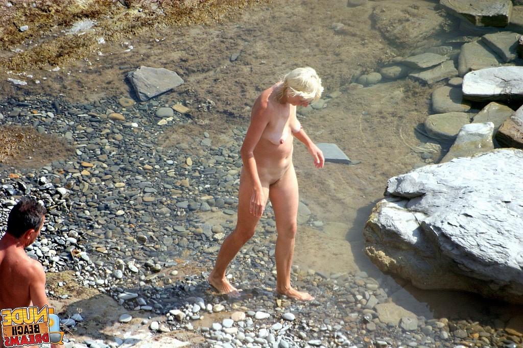 15P Blonde MILF caught totally naked on the beach