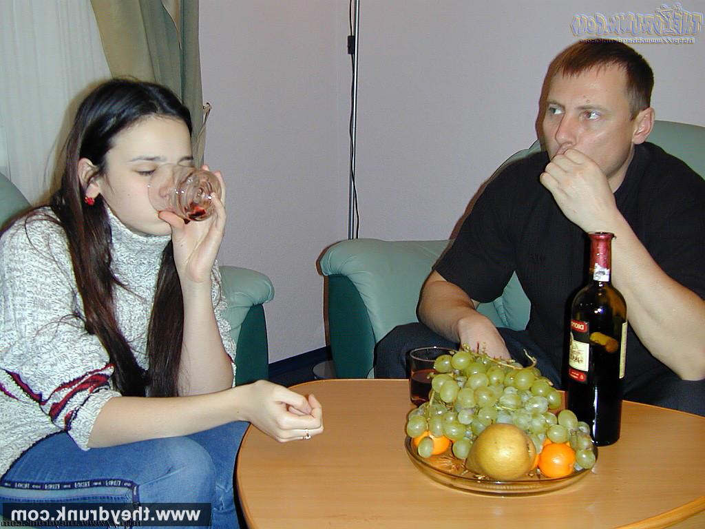 16P Drunk small tits teen brunette Natasha does blowjob and gets cun