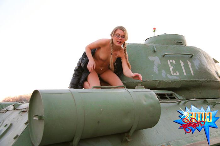 16P Loose blonde gets stripped near the tank