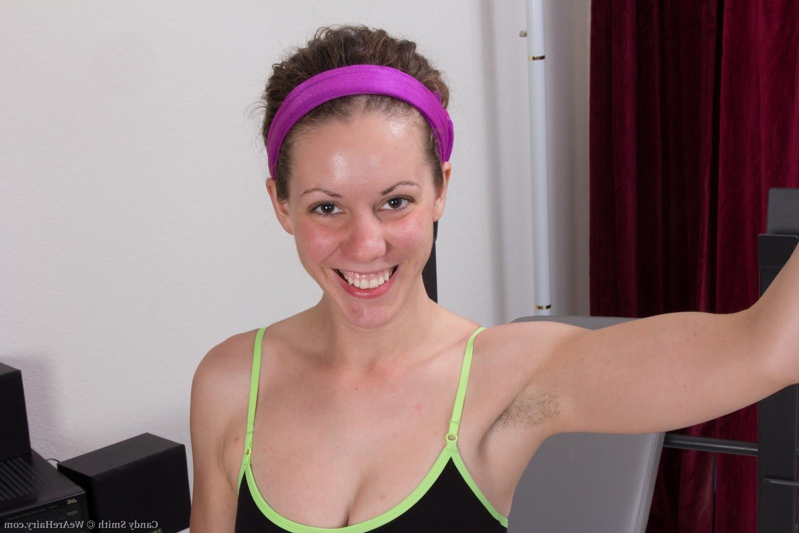 16P Hairy beauty Candy Smith loves to workout and cum