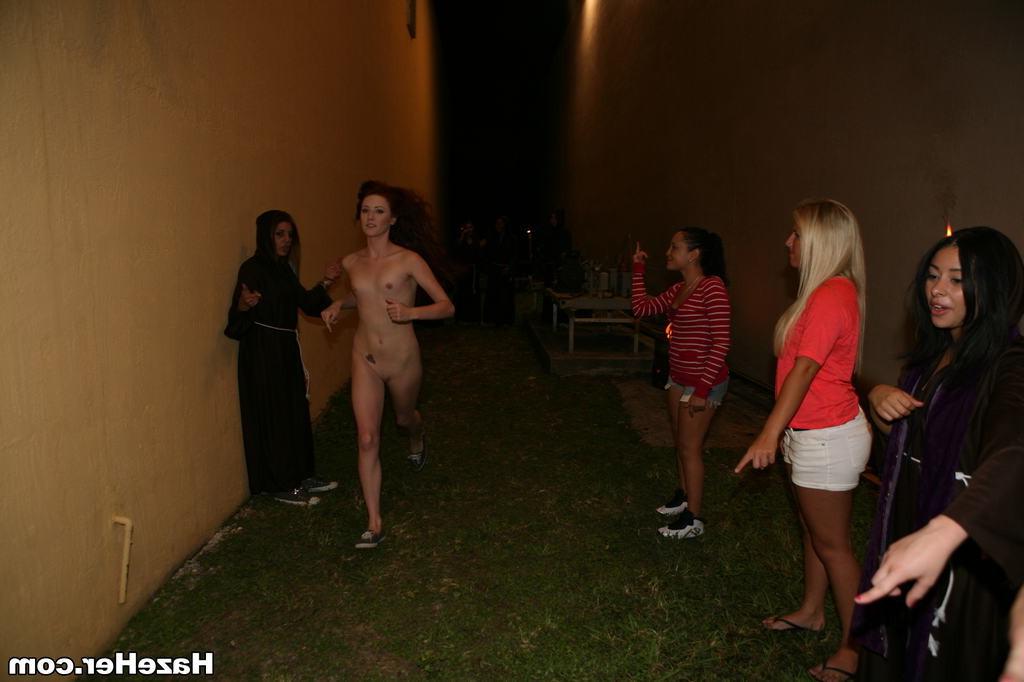 15P College teens forced to race naked by lesbian sorority sisters