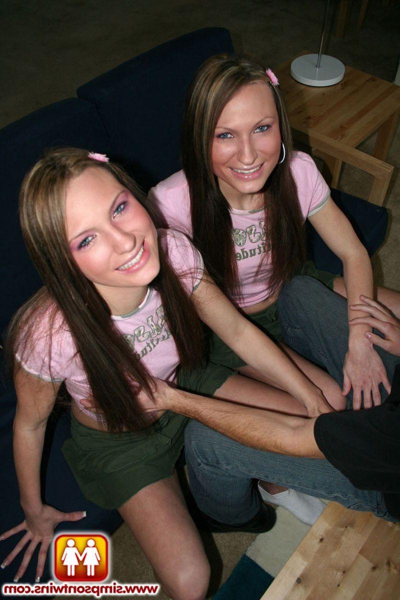 16P Twins giving sloppy blowjob for a lucky stranger