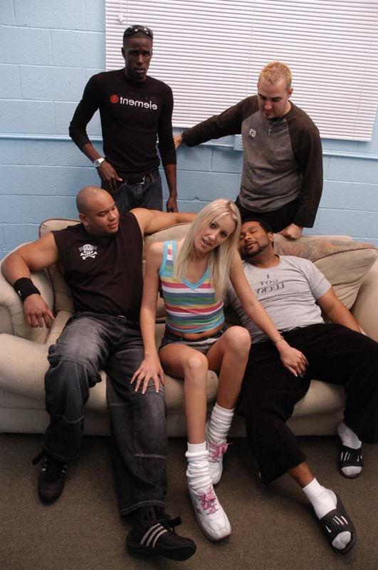 16P Nasty blonde whore gets DP and gangbanged by black cocks
