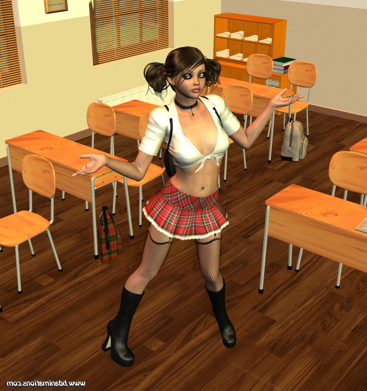 12P 3D toon schoolgirl strips