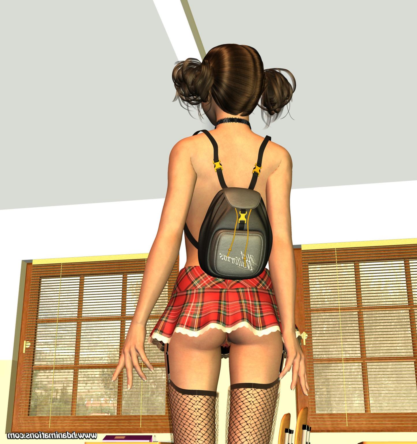 12P 3D toon schoolgirl strips