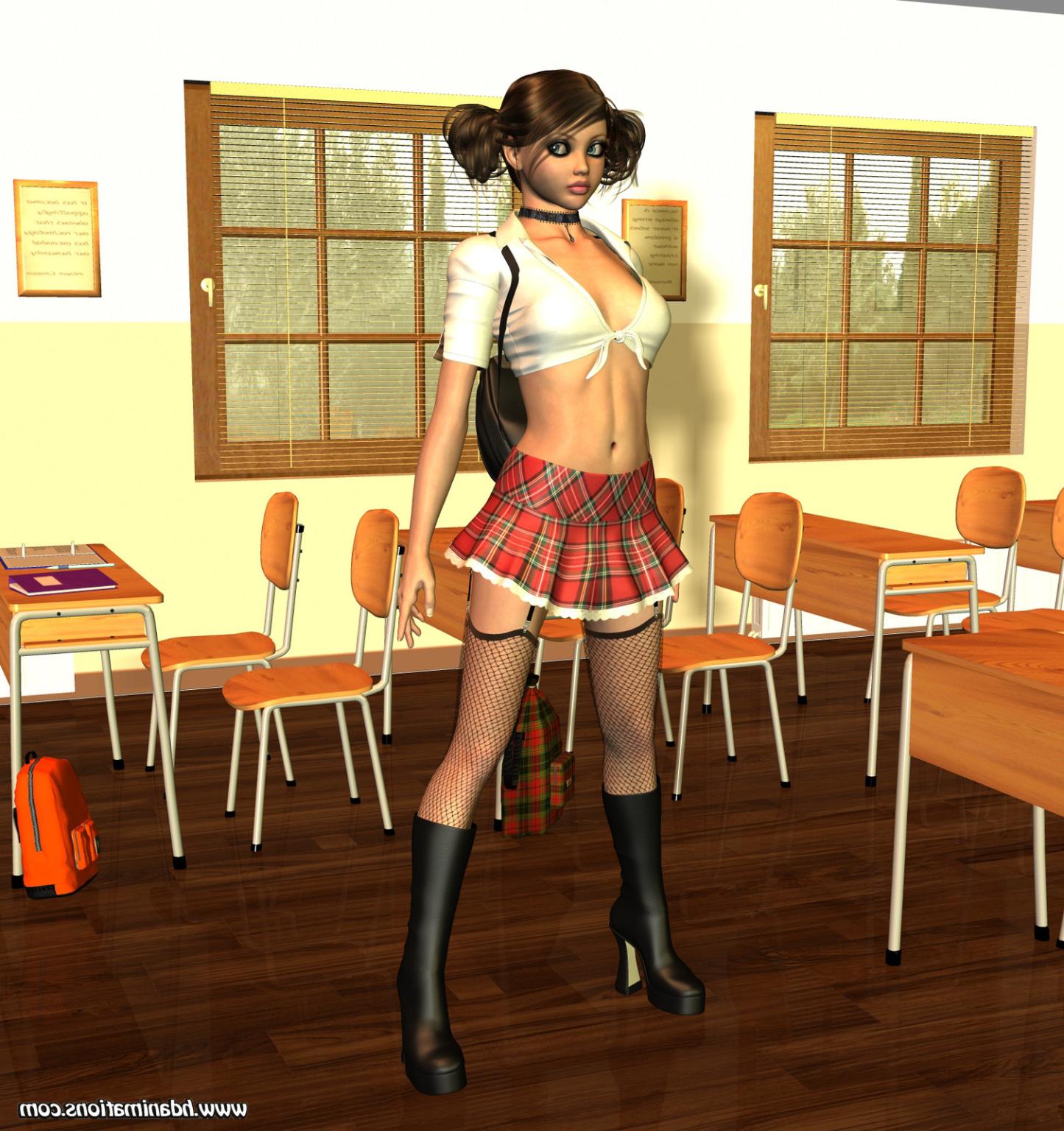 12P 3D toon schoolgirl strips