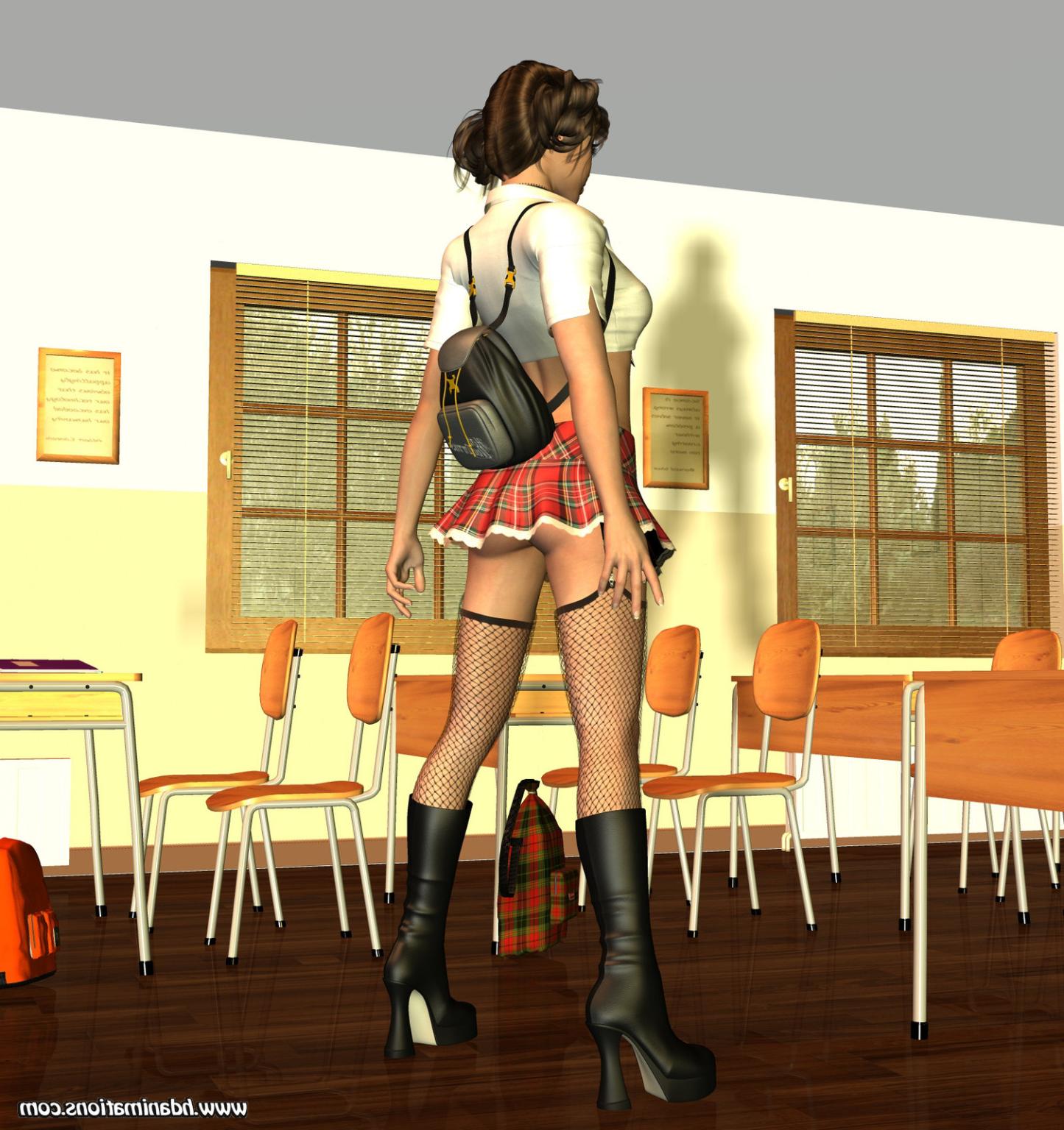 12P 3D toon schoolgirl strips