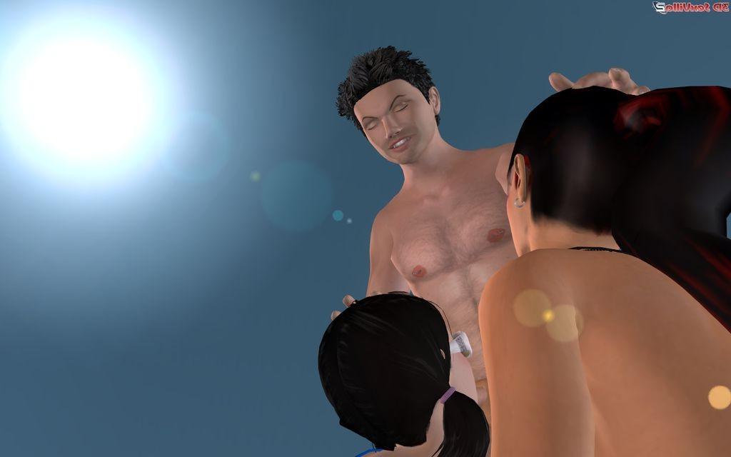 16P 3d animated sluts sharing a big cock on a yacht