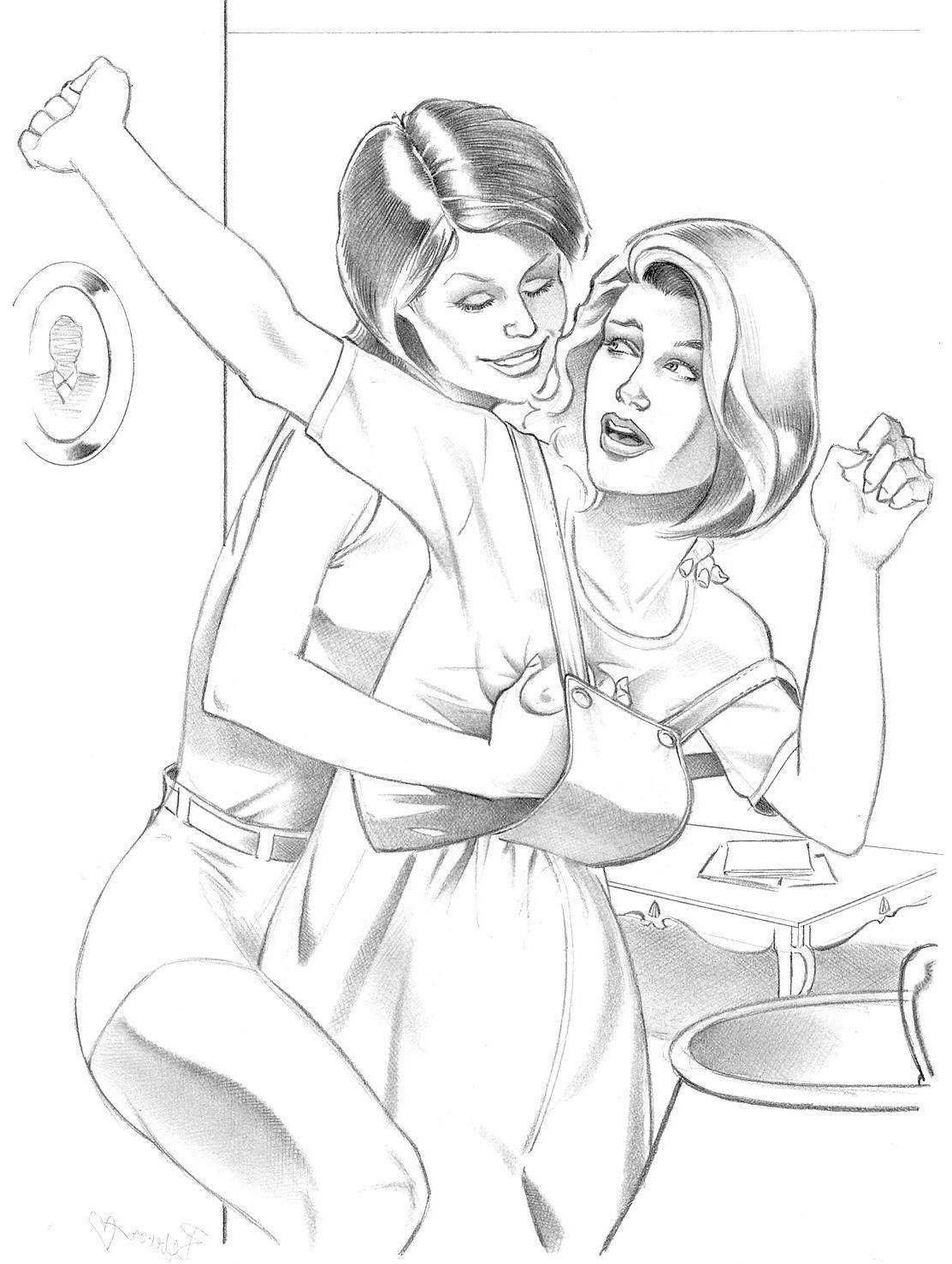 15P Bizarre cartoons of lesbian bondage games going too far