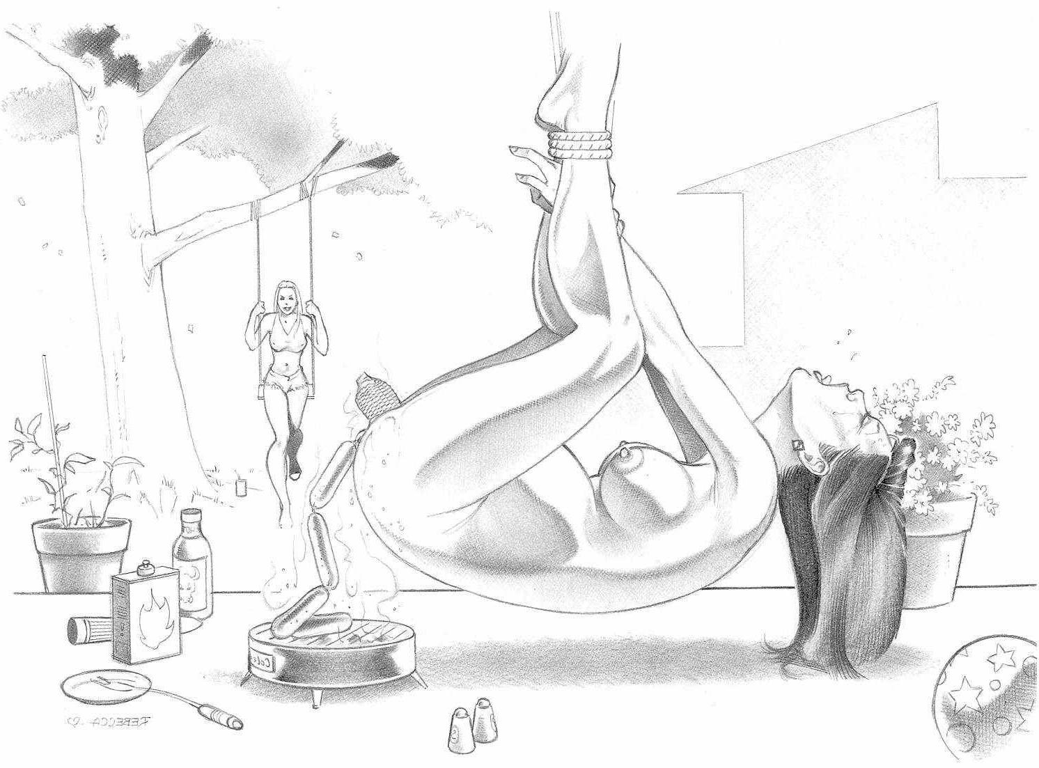 15P Bizarre cartoons of lesbian bondage games going too far