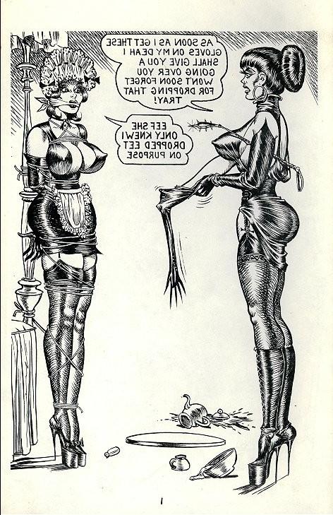 9P Curvy mistress in black leather and submissive whore