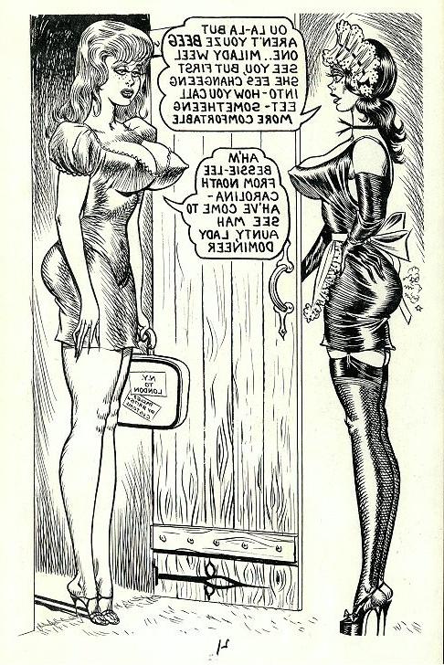 9P Curvy mistress in black leather and submissive whore