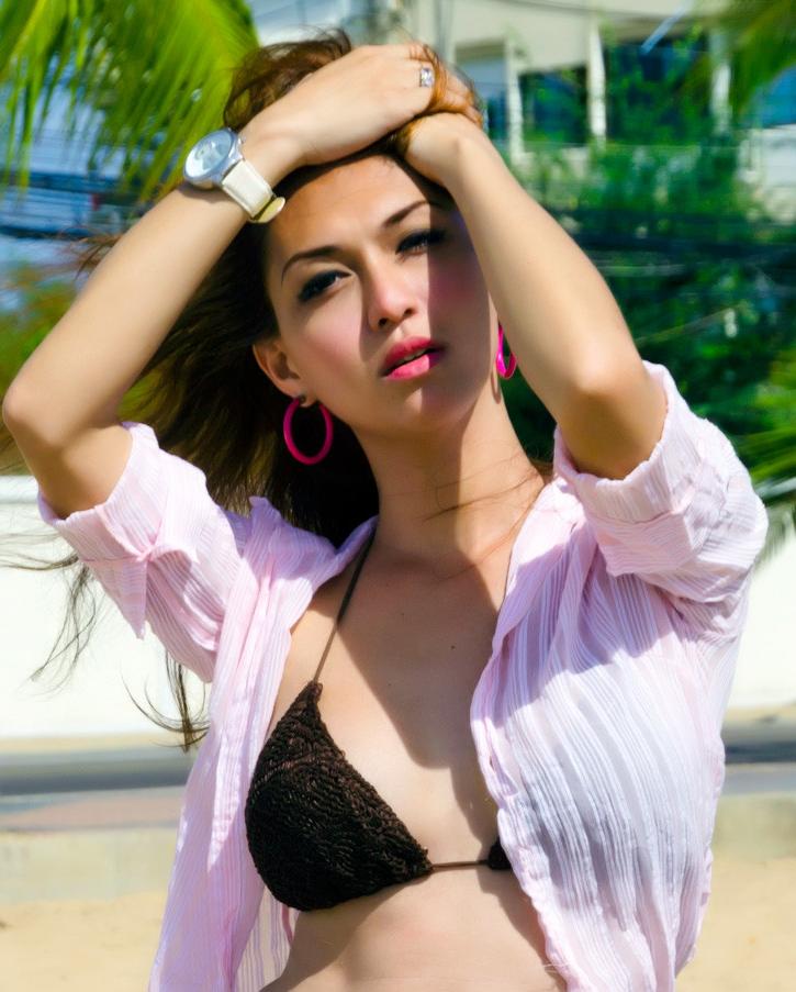 12P Asian shemale in bikini