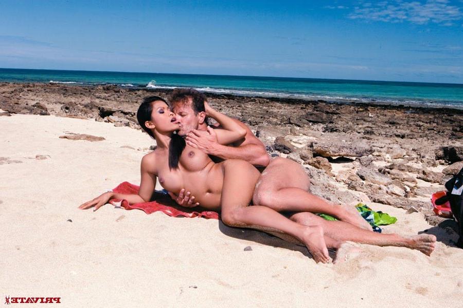 16P Busty asian Priva takes a hard meat pole on a desert beach