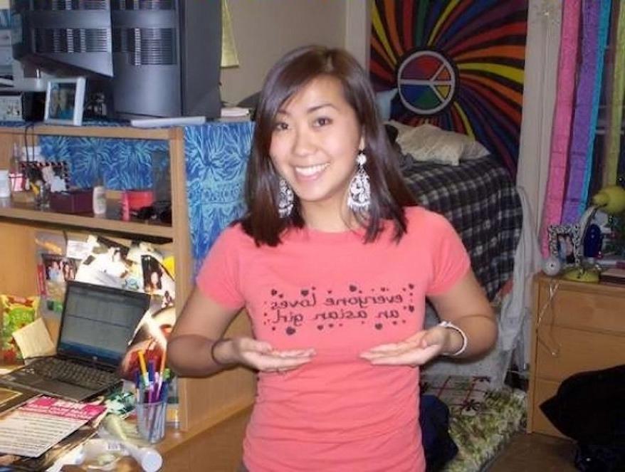16P Asian coed goes full nude in couch shows squeezable tits
