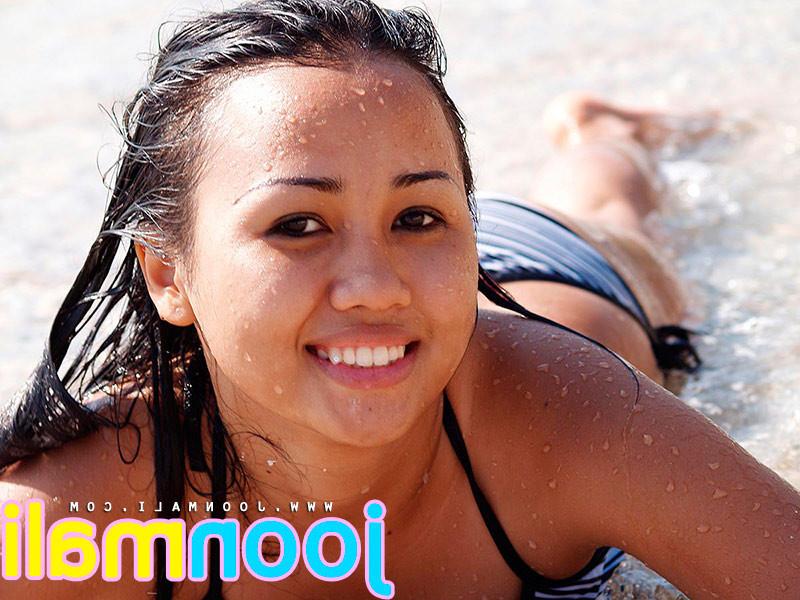 15P tasty thailand teen joon mali on the beach getting wet