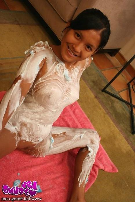 16P Kat young covered in whipped cream