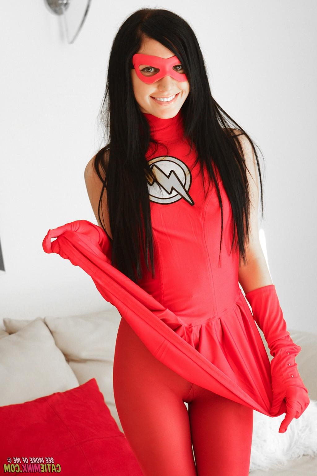15P Catie Minx becomes The Flash a sexy superhero