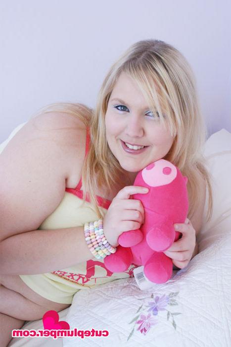 15P Cute Plumper Playing With A Candy Necklace