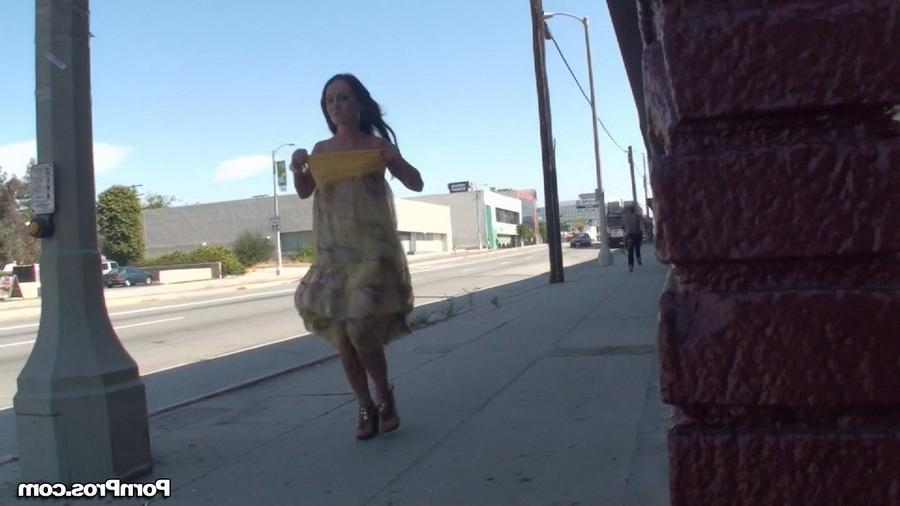 16P Chick gets dress pulled down by pervert on the street