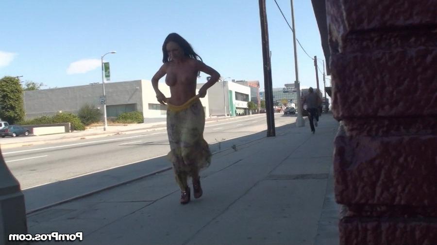 16P Chick gets dress pulled down by pervert on the street