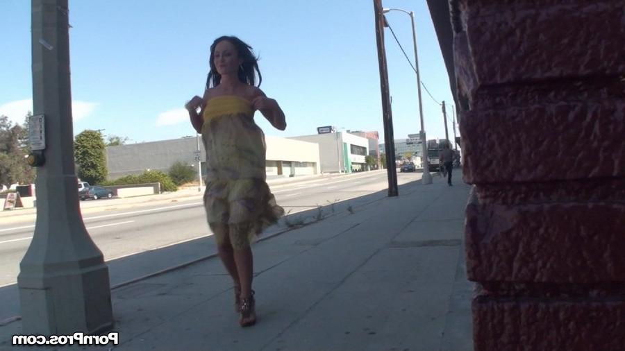 16P Chick gets dress pulled down by pervert on the street