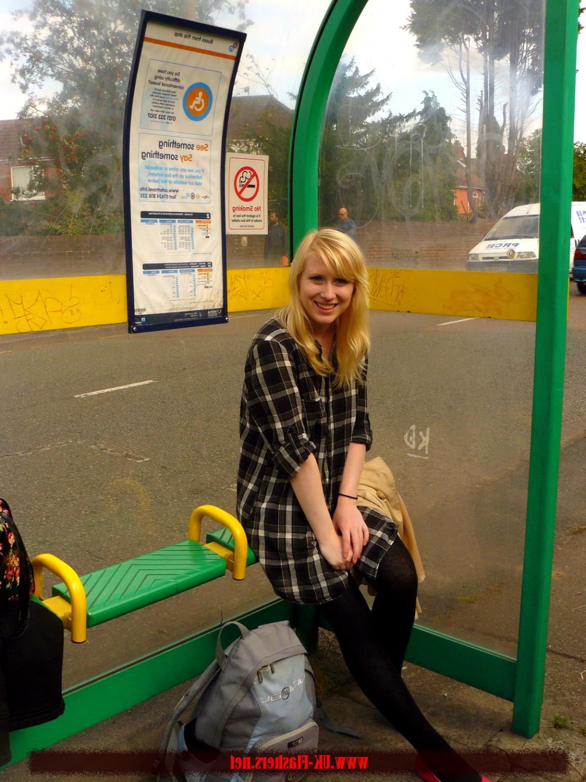 16P Flashing blonde british babe Satine Spark in public nudity
