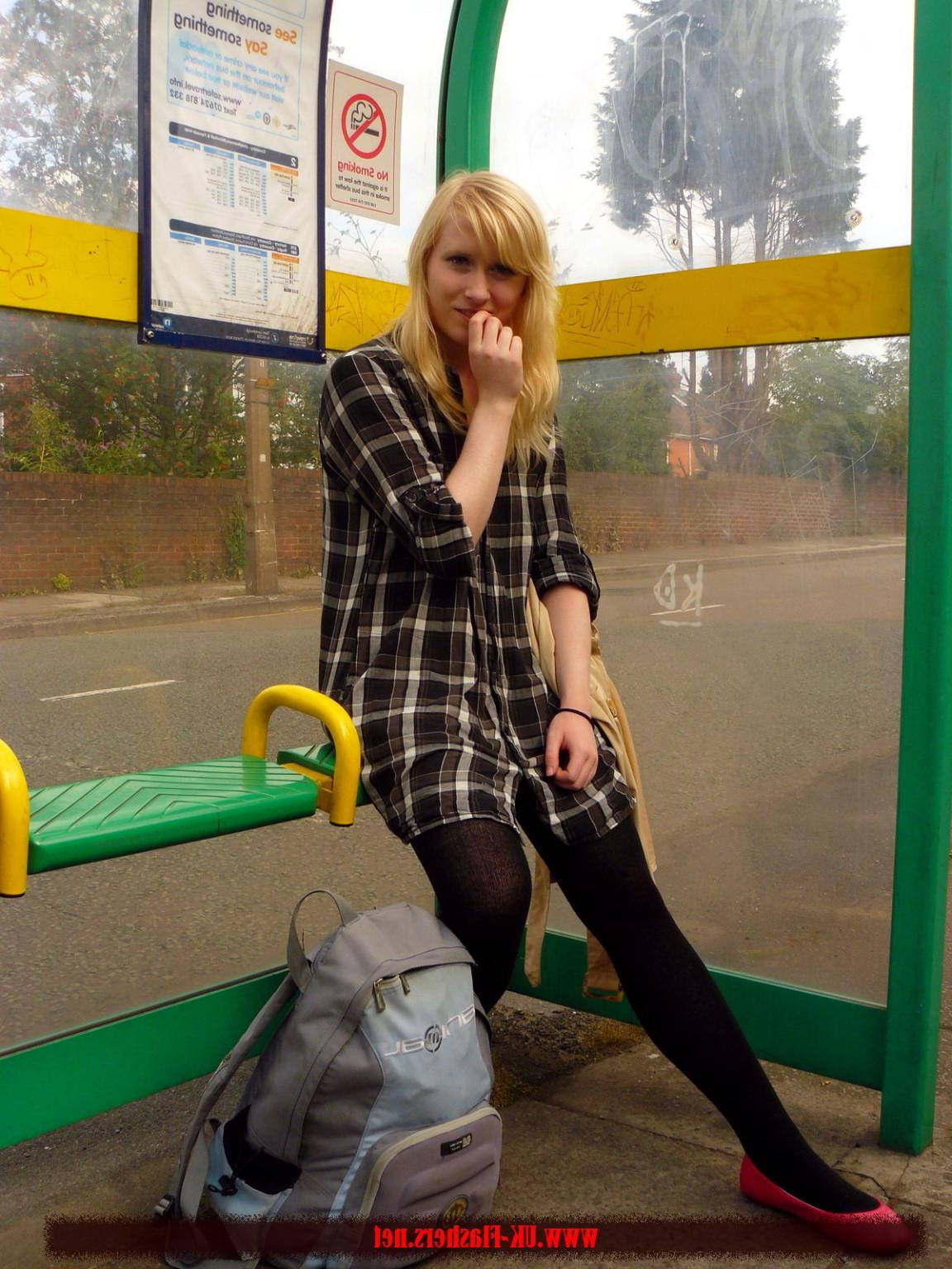 16P Flashing blonde british babe Satine Spark in public nudity