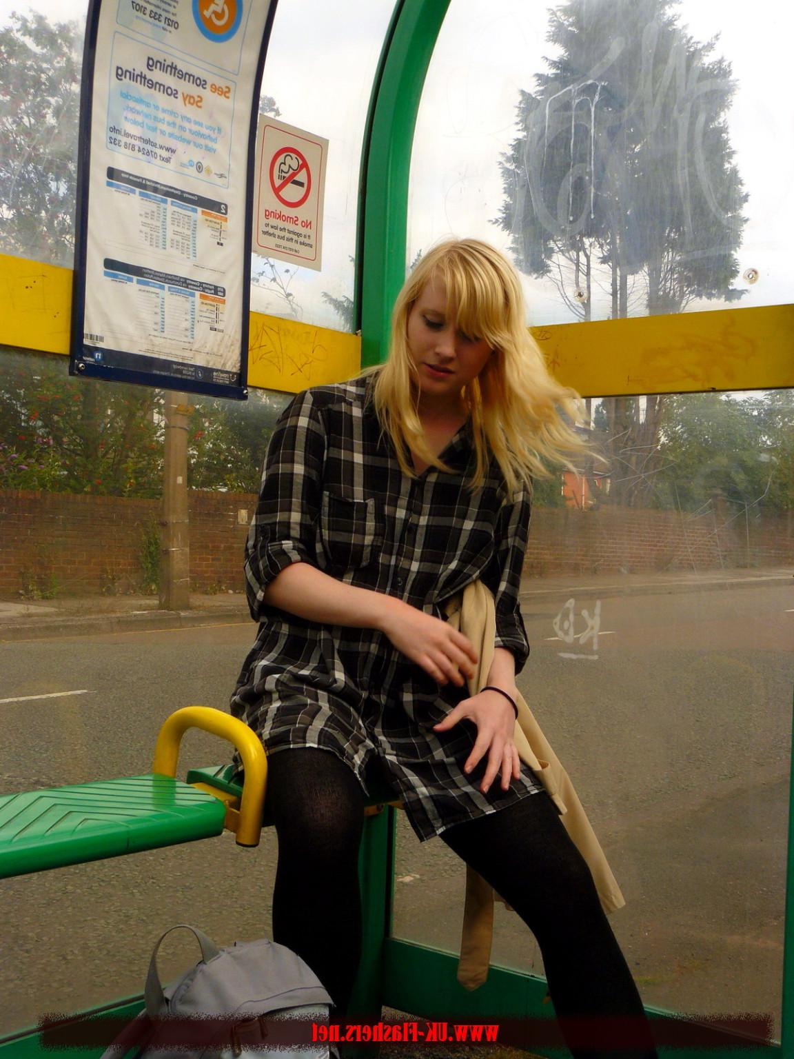 16P Flashing blonde british babe Satine Spark in public nudity