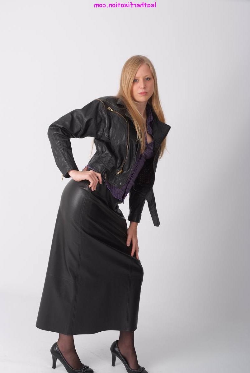 15P Cute blonde Hayley posing in a sexy leather jacket and a lovely 