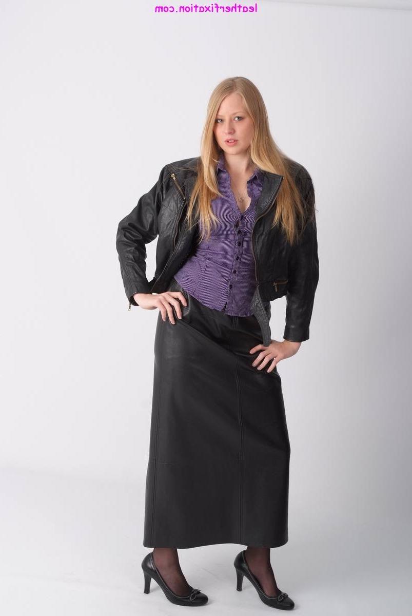 15P Cute blonde Hayley posing in a sexy leather jacket and a lovely 