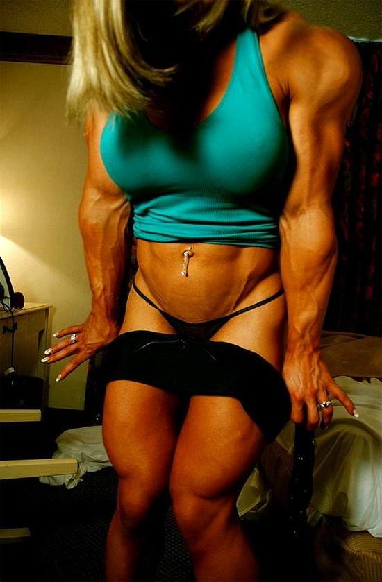 12P Busty blonde Female Bodybuilder with incredible hot muscle body