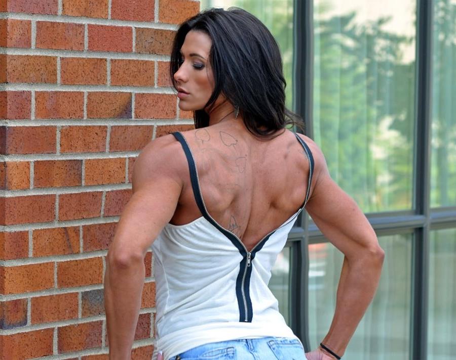 12P Cute ripped tall muscle Goddess flexing and posing outdoors