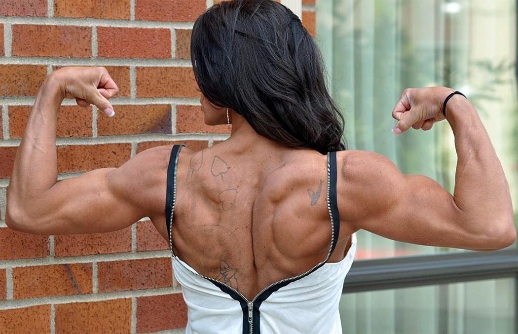 12P Cute ripped tall muscle Goddess flexing and posing outdoors