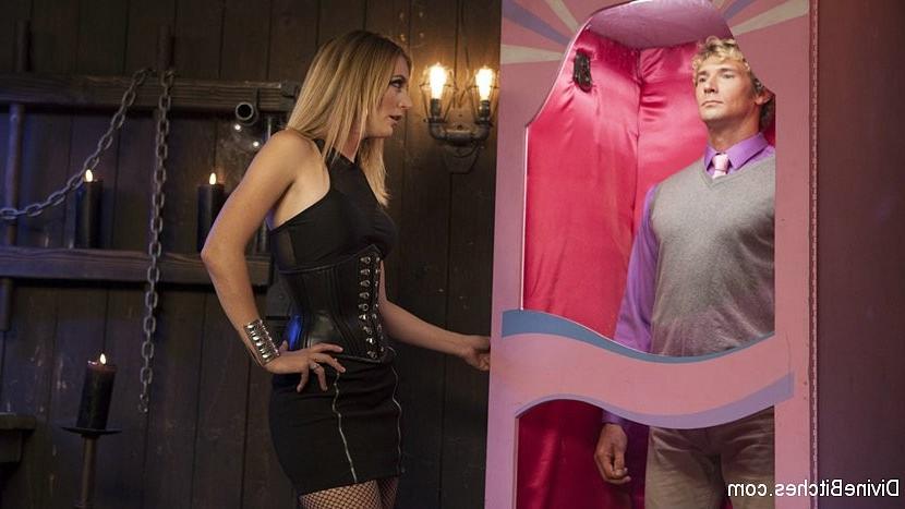 25P Mona Wales blonde femdom plays rough with barbie doll and submis
