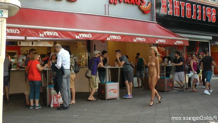 21P Luci Angel blonde submissive bound and put on public display for