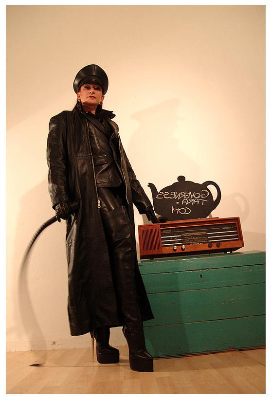 15P A strict gestapo mistress in leather and ultra high heels