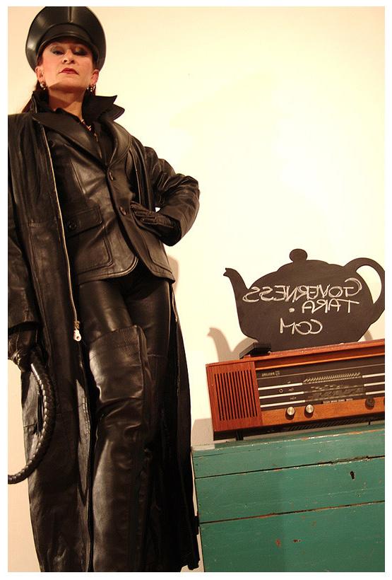 15P A strict gestapo mistress in leather and ultra high heels
