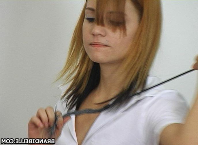 16P Naughty schoolgirl Brandi spankes a guys naked ass